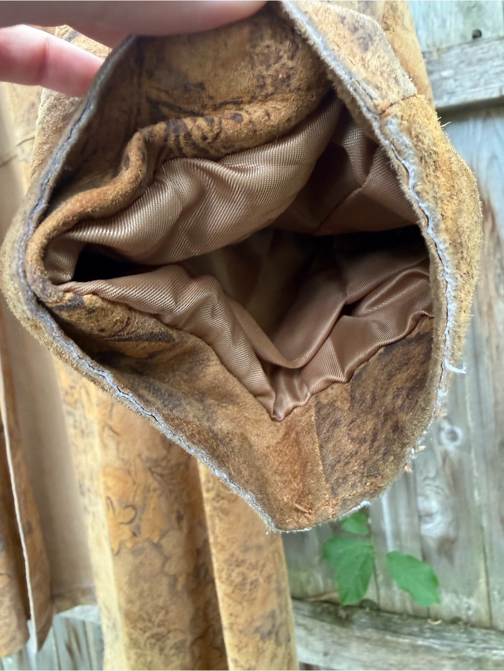Coldwater Creek Floral Printed Tan Suede Duster Coat Leopard Bohemian Jacket - Picture 12 of 14